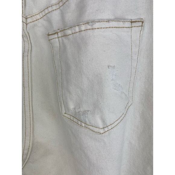 We the Free Women's 31 Cream Distressed Button Fly Wide Leg Crop Jeans - Picture 8 of 12